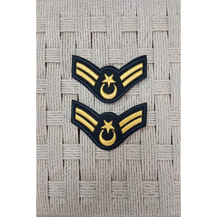 Jandarma Astsubay Cavus Dahili ve Harici Siyah Bez Nakis Kol Rutbe