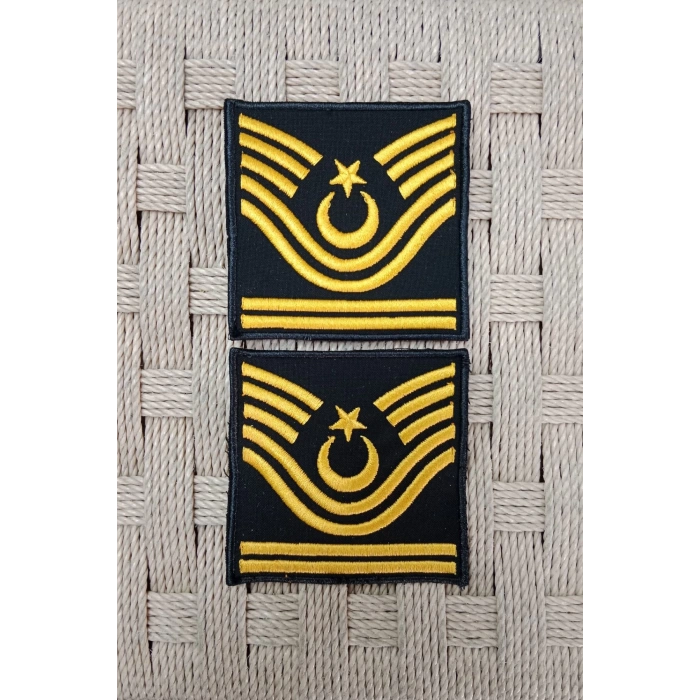 Jandarma Astsubay Kidemli Bascavus Dahili ve Harici Siyah Bez Nakis Kol Rutbe