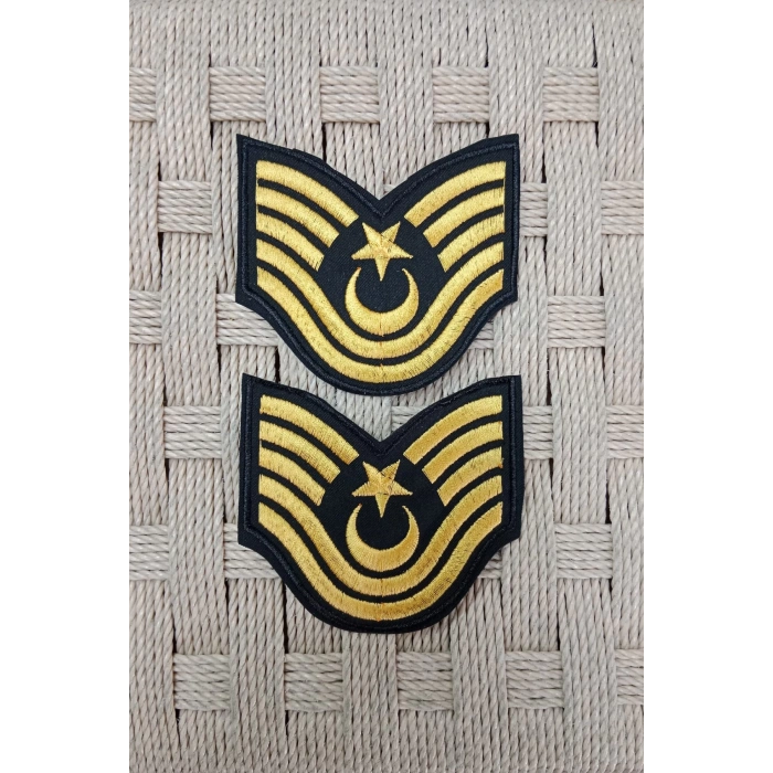 Jandarma Astsubay Kidemli Ustcavus Dahili ve Harici Siyah Bez Nakis Kol Rutbe