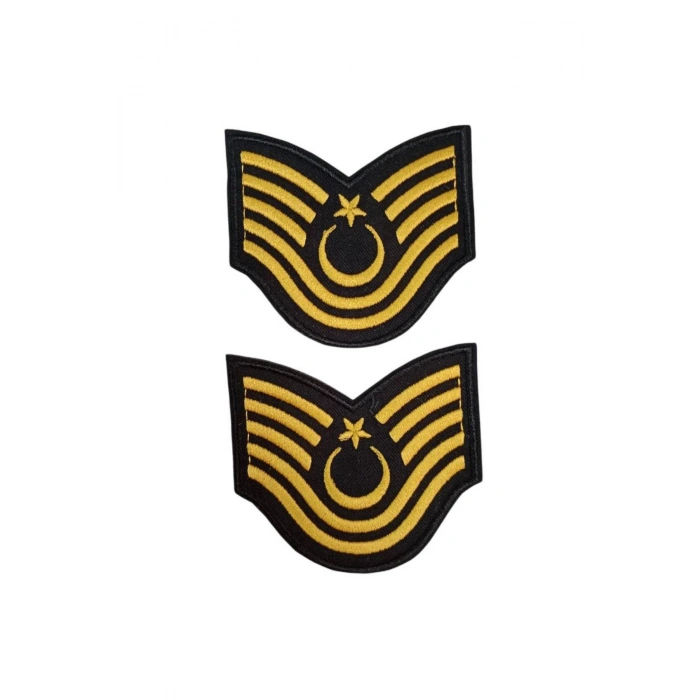 Jandarma Astsubay Kidemli Ustcavus Dahili ve Harici Siyah Bez Nakis Kol Rutbe