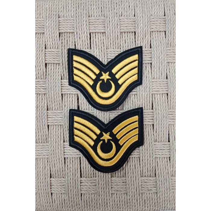 Jandarma Astsubay Ustcavus Dahili ve Harici Siyah Bez Nakis Kol Rutbe