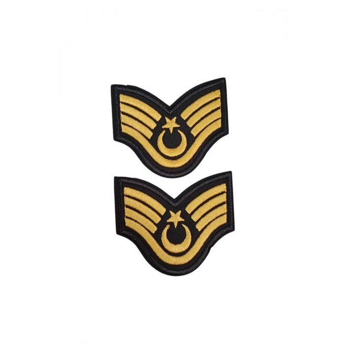 Jandarma Astsubay Ustcavus Dahili ve Harici Siyah Bez Nakis Kol Rutbe