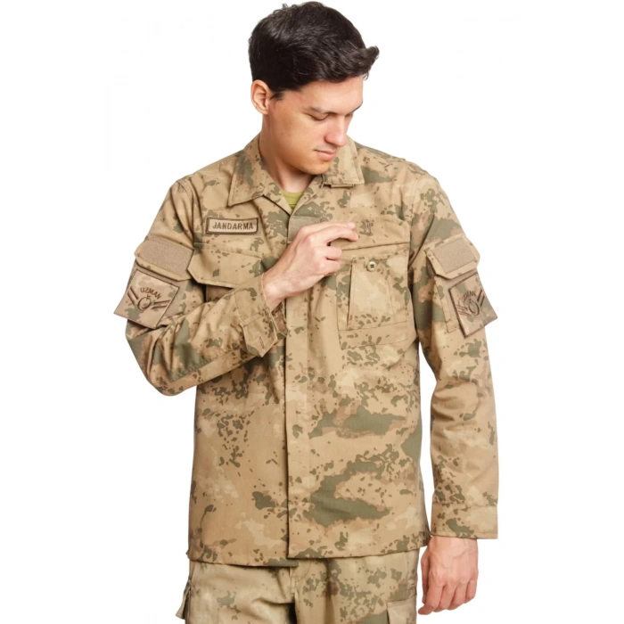 Jandarma col Kamuflaj Renkli Uzun Kollu Cepli Taktik Gomlek Long Sleeve Camouflage