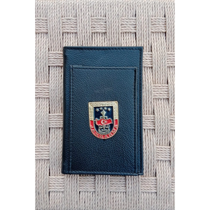 jandarma kabartma yazili amblemli hakiki deri rozetli bloknot