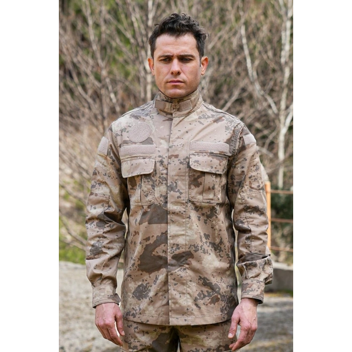 jandarma kamuflaj renkli 4 cepli uzun kollu taktik gomlek komando ictima gomlegi