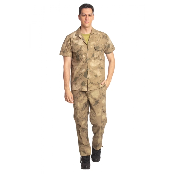 Jandarma Kamuflaj Renkli Kisa Kollu Cepli Taktik Gomlek Dogu Komando Kamuflaj Taktik Pantolon Alt Ust Takim