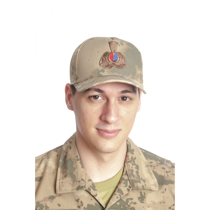 Jandarma Kamuflaj Renkli Kokartli Nakis islemeli Arkasi Ayarlamali Kislik Subay Jandarma Sapka Kep