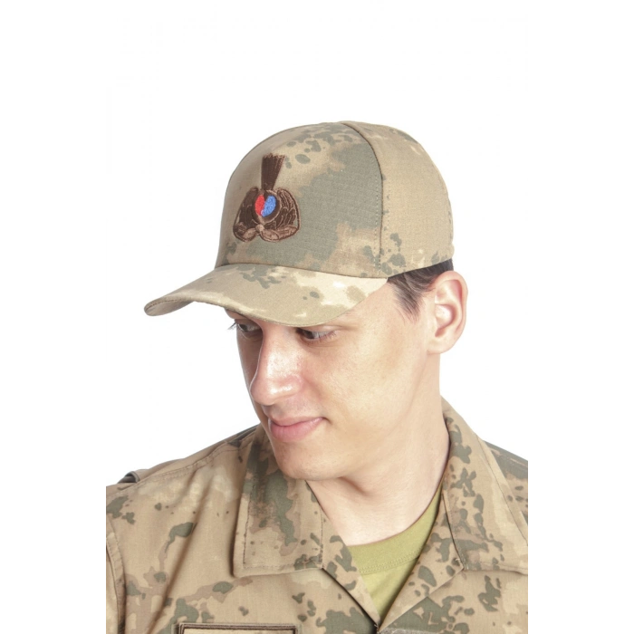 Jandarma Kamuflaj Renkli Kokartli Nakis islemeli Arkasi Ayarlamali Kislik Subay Jandarma Sapka Kep