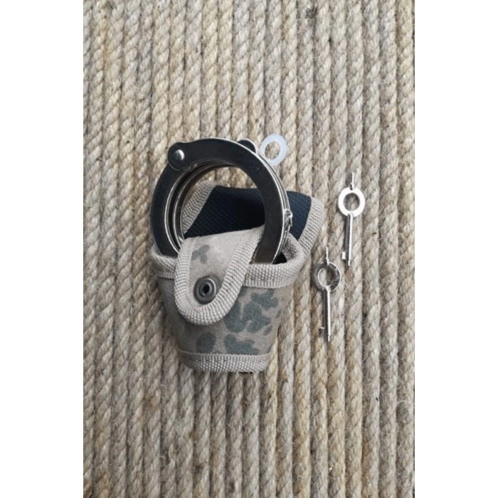 jandarma kamuflaj renkli paslanmaz metal zincirli masolet kelepce ve acik kelepce kilifi