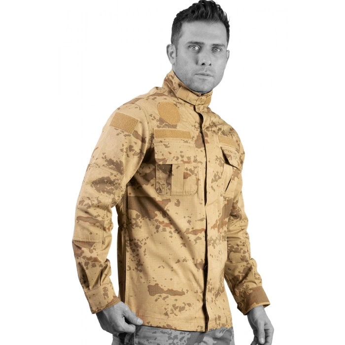 Jandarma Kamuflaj Renkli Uzun Kollu Cepli ictima Ceket Gomlek