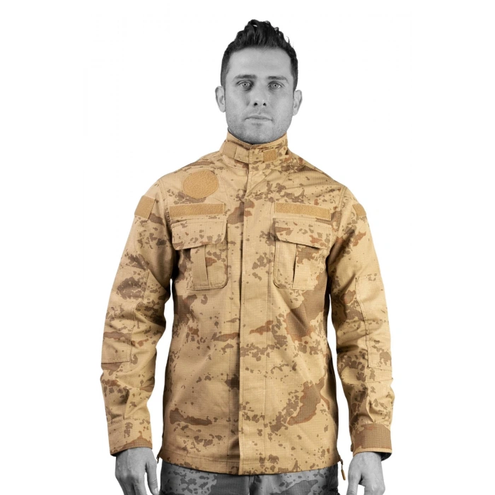 Jandarma Kamuflaj Renkli Uzun Kollu Cepli ictima Ceket Gomlek