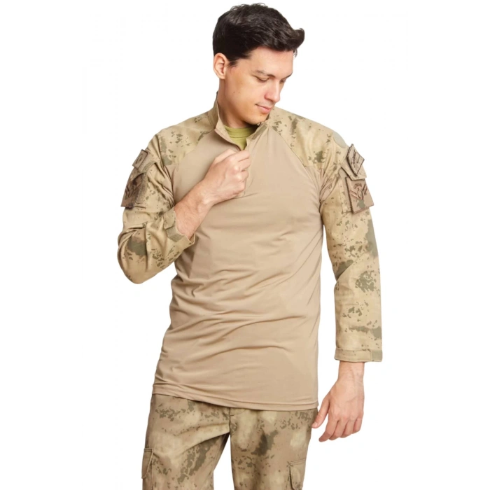 Jandarma Kamuflaj Renkli Uzun Kollu Taktik Operasyon Likrali Combat Tisort