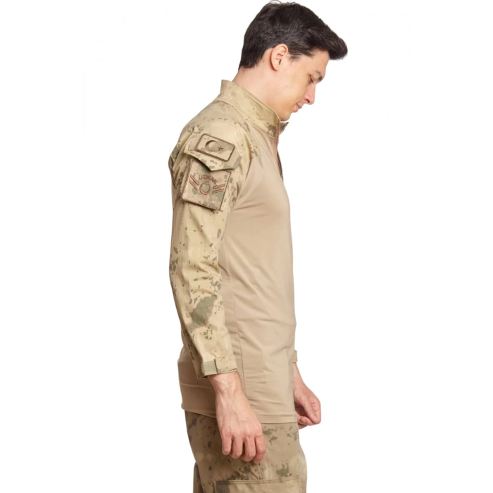 Jandarma Kamuflaj Renkli Uzun Kollu Taktik Operasyon Likrali Combat Tisort