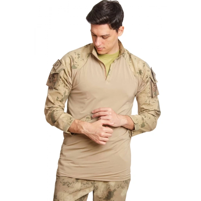 Jandarma Kamuflaj Renkli Uzun Kollu Taktik Operasyon Likrali Combat Tisort