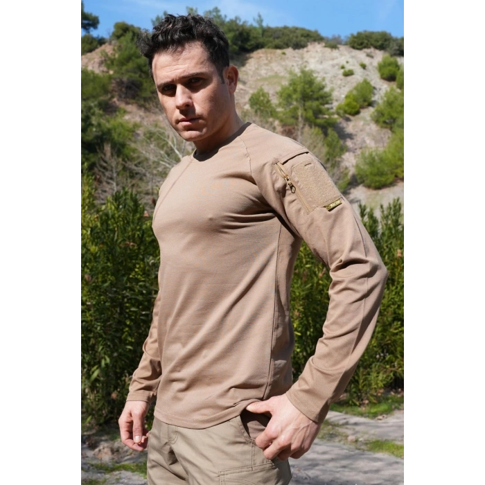 jandarma kum beji renkli beldaran model cepli uzun kollu bisiklet yakali operasyon taktik tisort