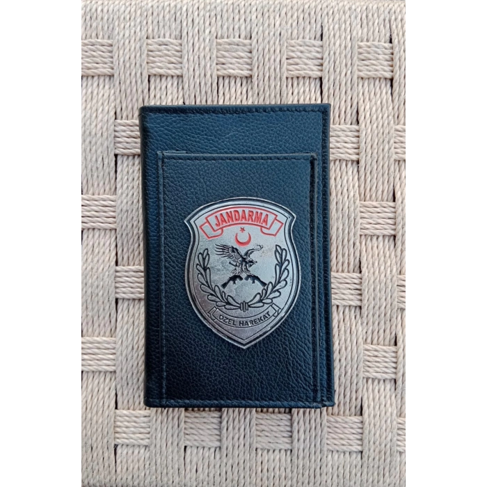 jandarma ozel harekat amblemli ozel tasarim gri renkli hakiki deri rozetli bloknot