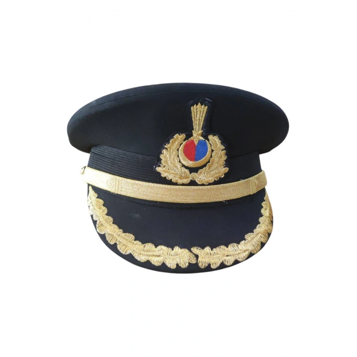 Jandarma Siyah Renk Nakis islemeli Ustsubay Toren Sapka Kep