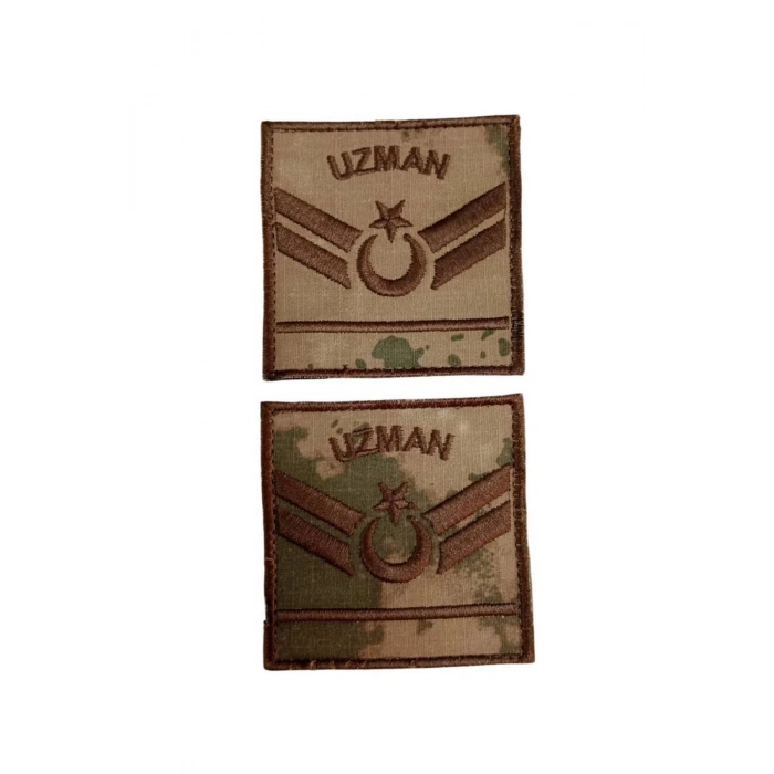 Jandarma Uzman Cavus 1 Kademe Kamuflaj Renkli Nakis Kol Rutbe