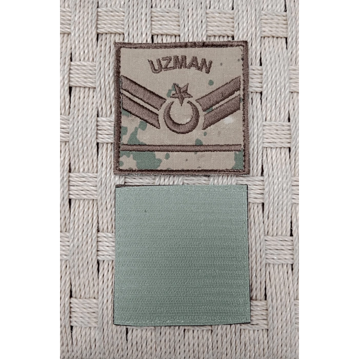 Jandarma Uzman Cavus 1 Kademe Kamuflaj Renkli Nakis Kol Rutbe