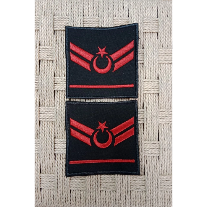 jandarma uzman cavus 1 kademe siyah zemin harici ve dahili bez nakis kol rutbe