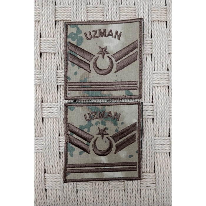 Jandarma Uzman Cavus 2 Kademe Kamuflaj Renkli Nakis Kol Rutbe