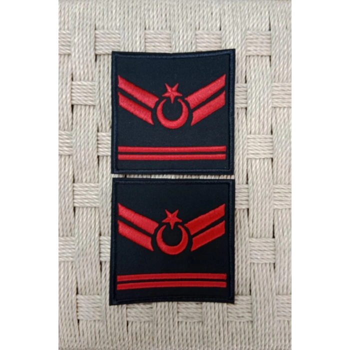 jandarma uzman cavus 2 kademe siyah zemin harici ve dahili bez nakis kol rutbe