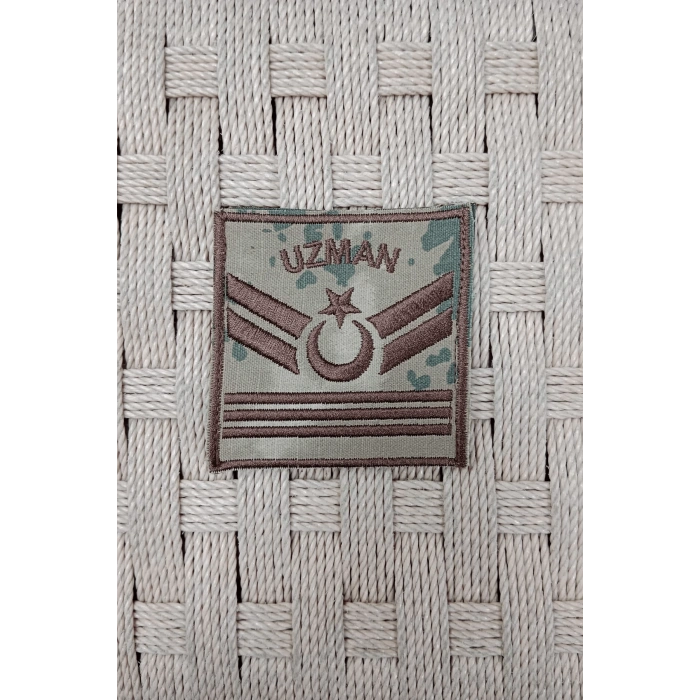 Jandarma Uzman Cavus 3 Kademe Kamuflaj Renkli Nakis Kol Rutbe