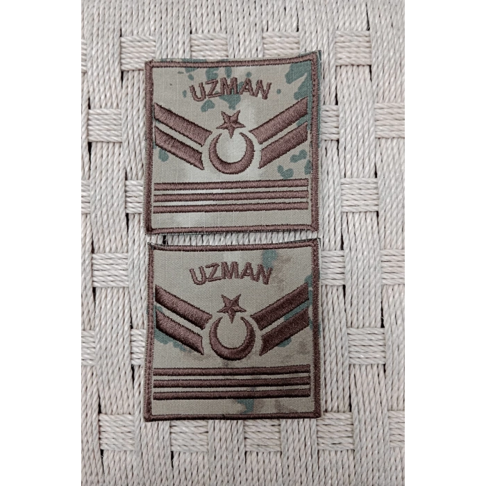 Jandarma Uzman Cavus 3 Kademe Kamuflaj Renkli Nakis Kol Rutbe