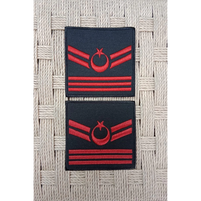 jandarma uzman cavus 3 kademe siyah zemin harici ve dahili bez nakis kol rutbe