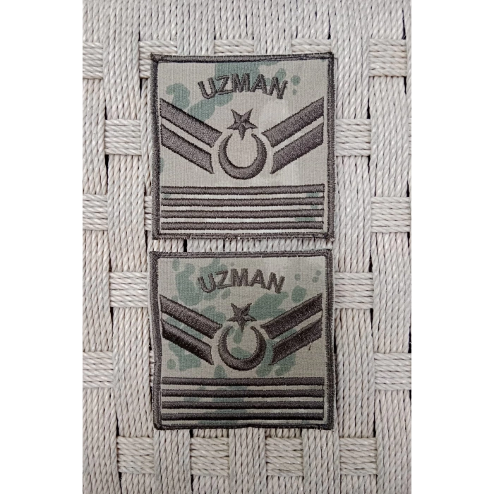 Jandarma Uzman Cavus 4 Kademe Kamuflaj Renkli Nakis Kol Rutbe