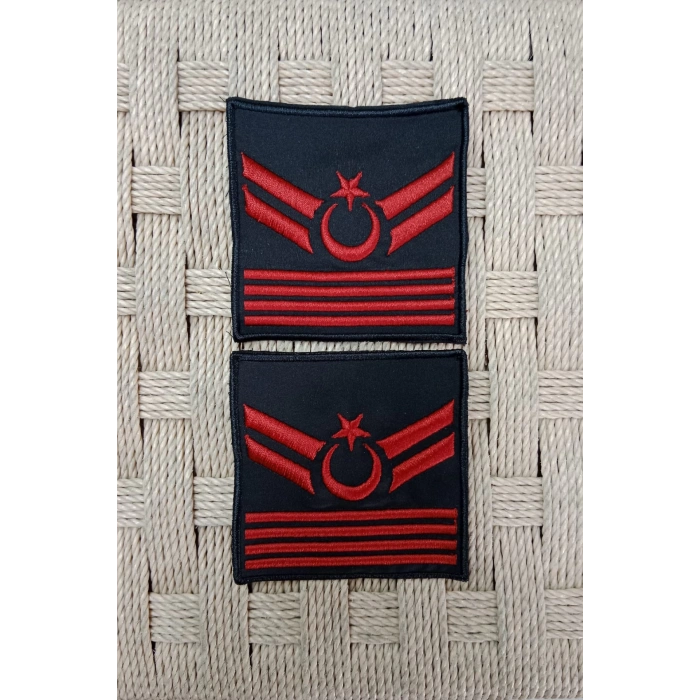 jandarma uzman cavus 4 kademe siyah zemin harici ve dahili bez nakis kol rutbe