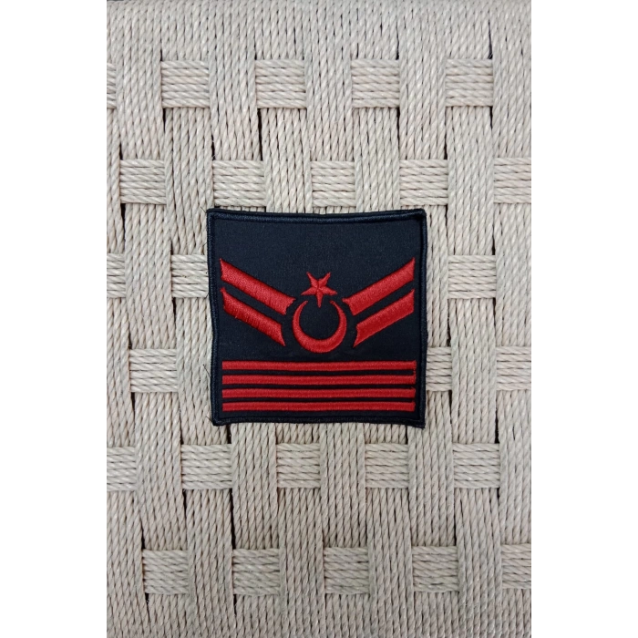 jandarma uzman cavus 4 kademe siyah zemin harici ve dahili bez nakis kol rutbe