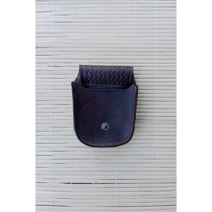 Kahverengi Renkli Hakiki Deri Bozuk Para ve Anahtarlik Cuzdan Kelepcelik