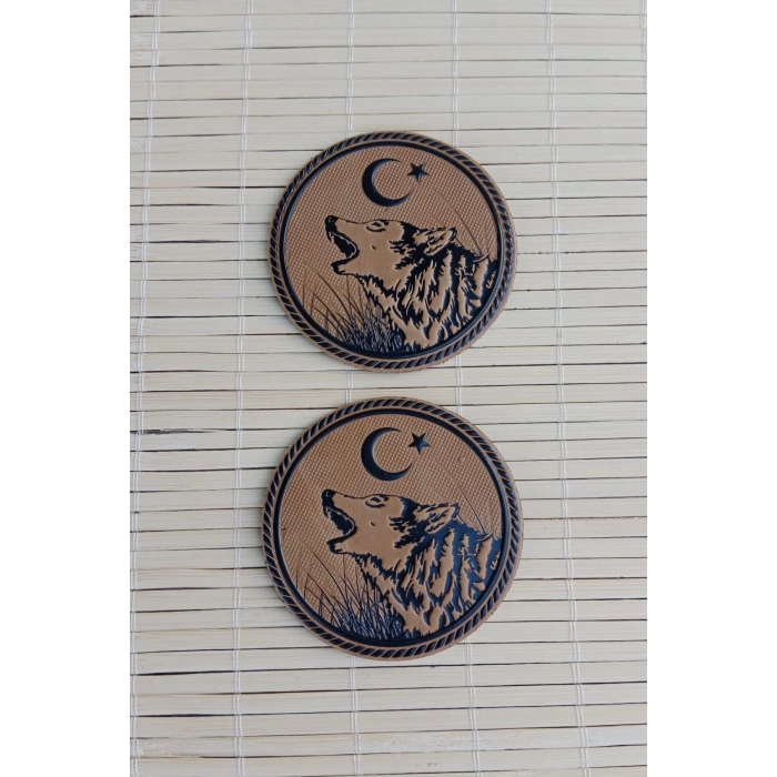 kahverengi zemin siyah islemeli kurtbasli gogus arma patch pec