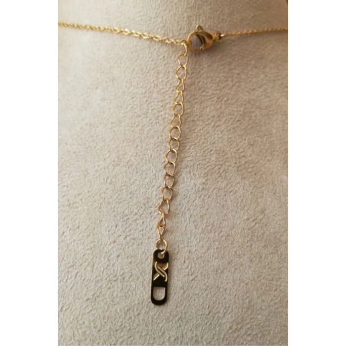 kalp tasarim ince gold zincirli altin renkli zirkon tasli kaliteli paslanmaz celik kolye stainless stell