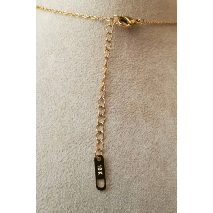 kalp tasarim ince gold zincirli altin renkli zirkon tasli kaliteli paslanmaz celik kolye stainless stell