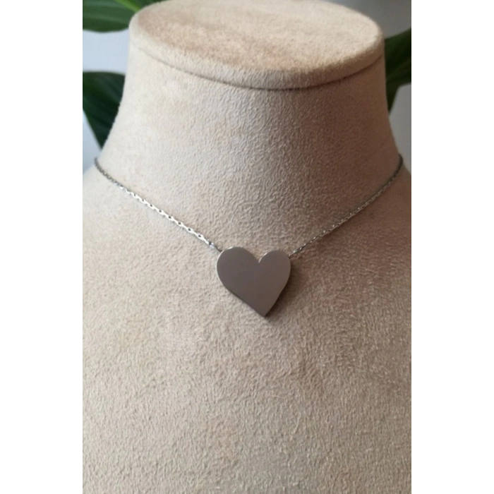 kalpli tasarim ince silver zincirli gumus renkli ay tasli kaliteli paslanmaz celik kolye stainless stell