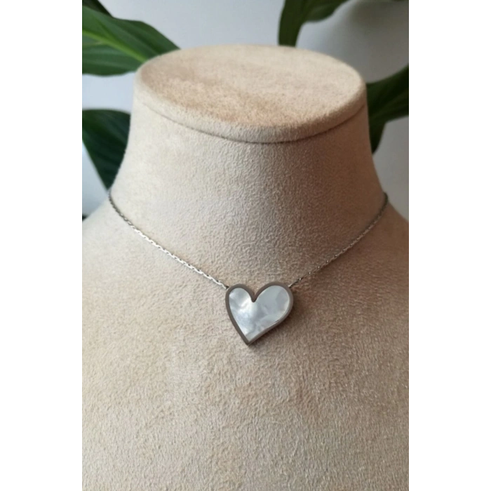 kalpli tasarim ince silver zincirli gumus renkli ay tasli kaliteli paslanmaz celik kolye stainless stell