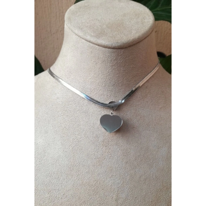 kalpli tasarim italyan zincirli beyaz incili tasli gumus renkli kaliteli paslanmaz celik kolye stainless stell