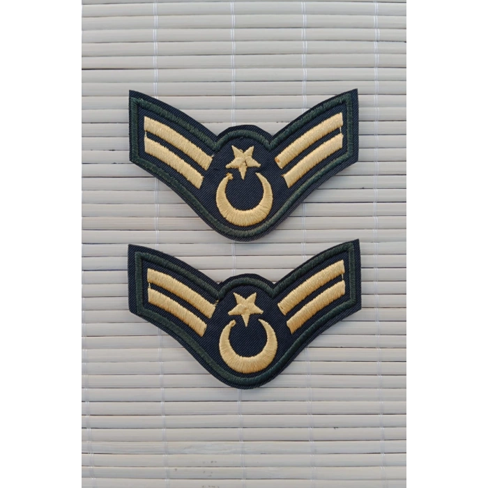 Kara Kuvvetleri Astsubay Cavus Dahili ve Harici Haki Bez Nakis Kol Rutbe