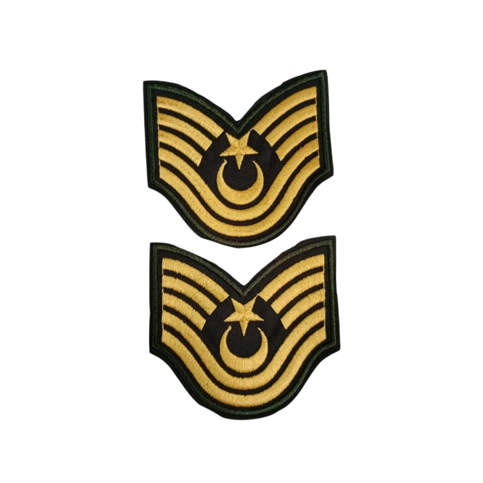 Kara Kuvvetleri Astsubay Kidemli Ustcavus Dahili ve Harici Haki Bez Nakis Kol Rutbe