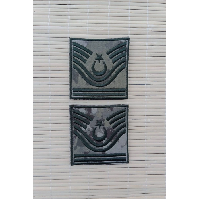 Kara Kuvvetleri Astsubay Kidemlibascavus Kamuflaj Renkli Nakis Kol Rutbe