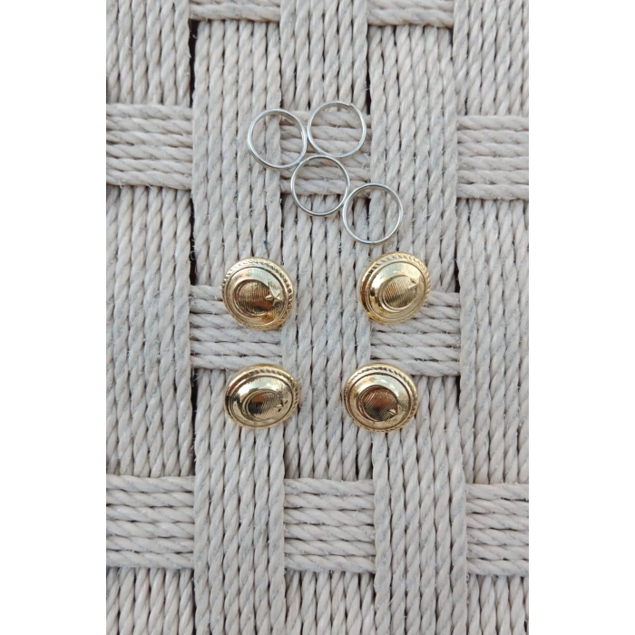 Kara Kuvvetleri Astsubay Uzman Cavus sari renkli altin kaplama kucuk gomlek dugmesi