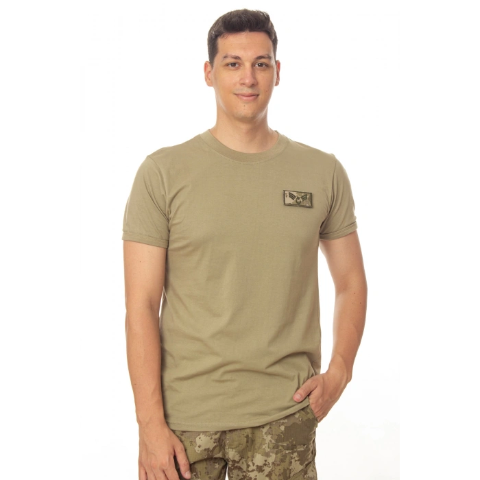 kara kuvvetleri haki renkli organik pamuklu kisa kollu astsubay rutbeli fanilasi tisort