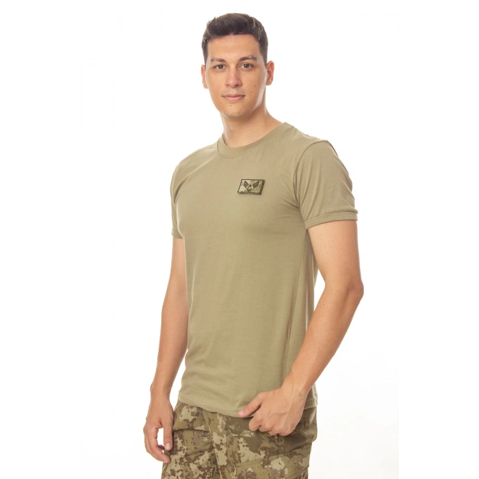 kara kuvvetleri haki renkli organik pamuklu kisa kollu astsubay rutbeli fanilasi tisort