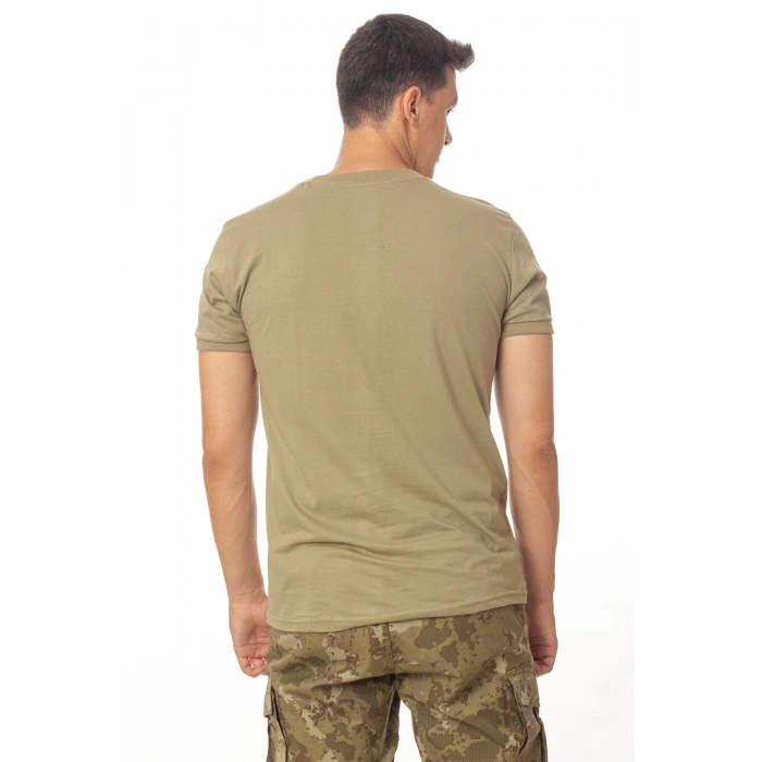 kara kuvvetleri haki renkli organik pamuklu kisa kollu uzman cavus rutbeli fanilasi tisort