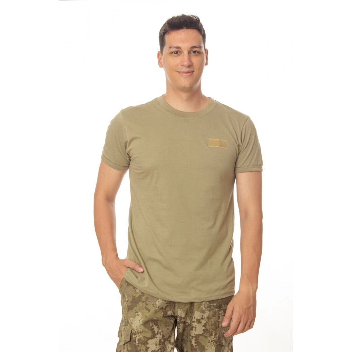 kara kuvvetleri haki renkli organik pamuklu kisa kollu uzman cavus rutbeli fanilasi tisort