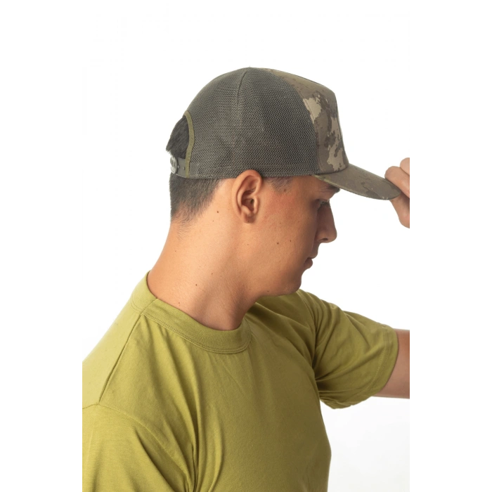 Kara Kuvvetleri Kamuflaj Renk Kokartli Fileli Nakis islemeli Arka Tarafi Ayarlamali Yazlik Astsubay Uzman Cavus Sapka Kep