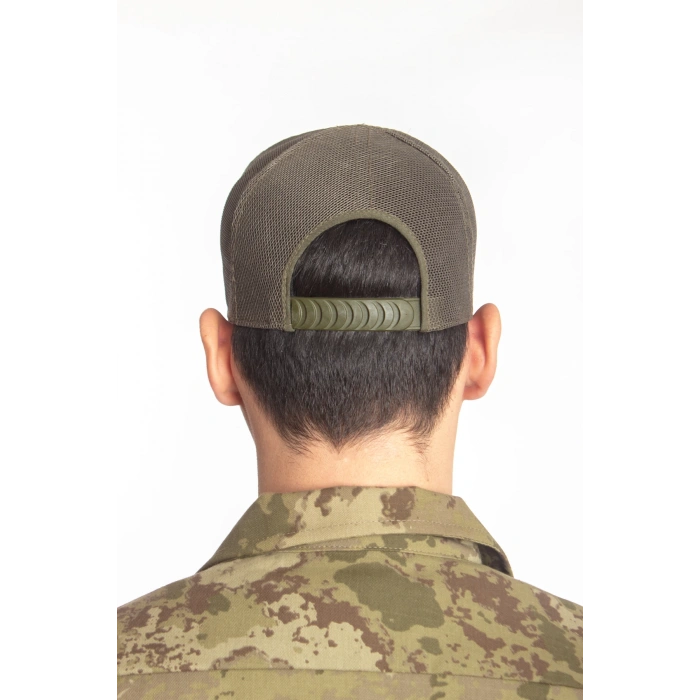 Kara Kuvvetleri Kamuflaj Renk Kokartli Fileli Nakis islemeli Arkasi Ayarlamali Yazlik Subay Karaci Sapka Kep