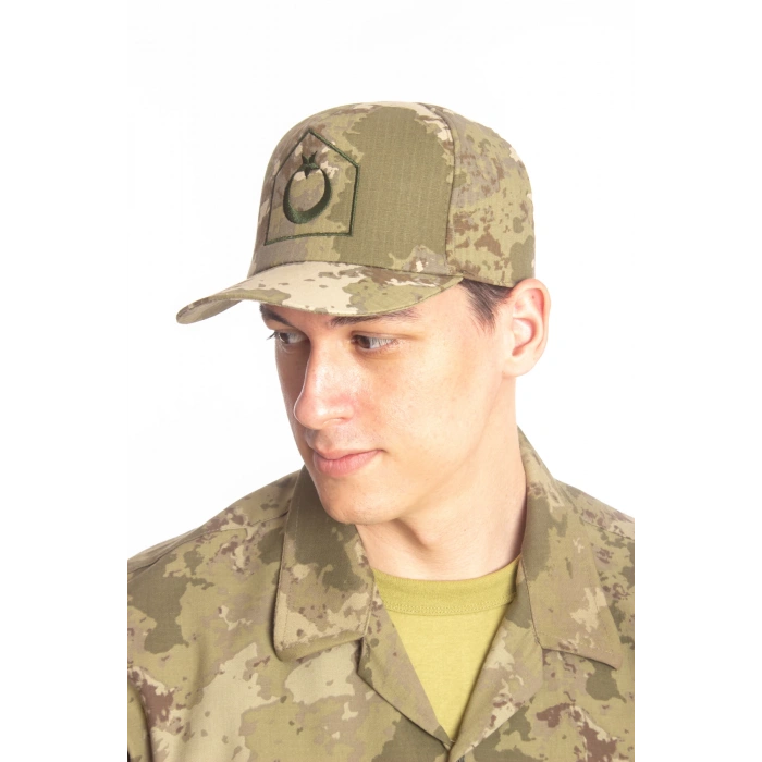 Kara Kuvvetleri Kamuflaj Renk Kokartli Fileli Nakis islemeli Arkasi Ayarlamali Astsubay Uzman Cavus Karaci Sapka Kep